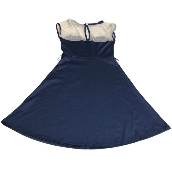 Rock Steady Dress Womens Small Blue Rockabilly Retro Pin Up Swiss Dot Nautical - Picture 2 of 14